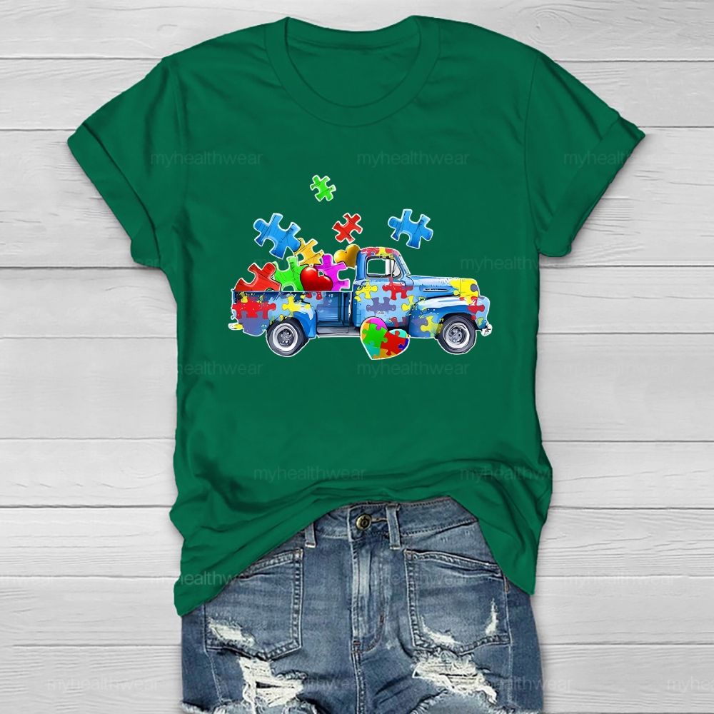Puzzle Car Love Autism Healthwear T-shirt