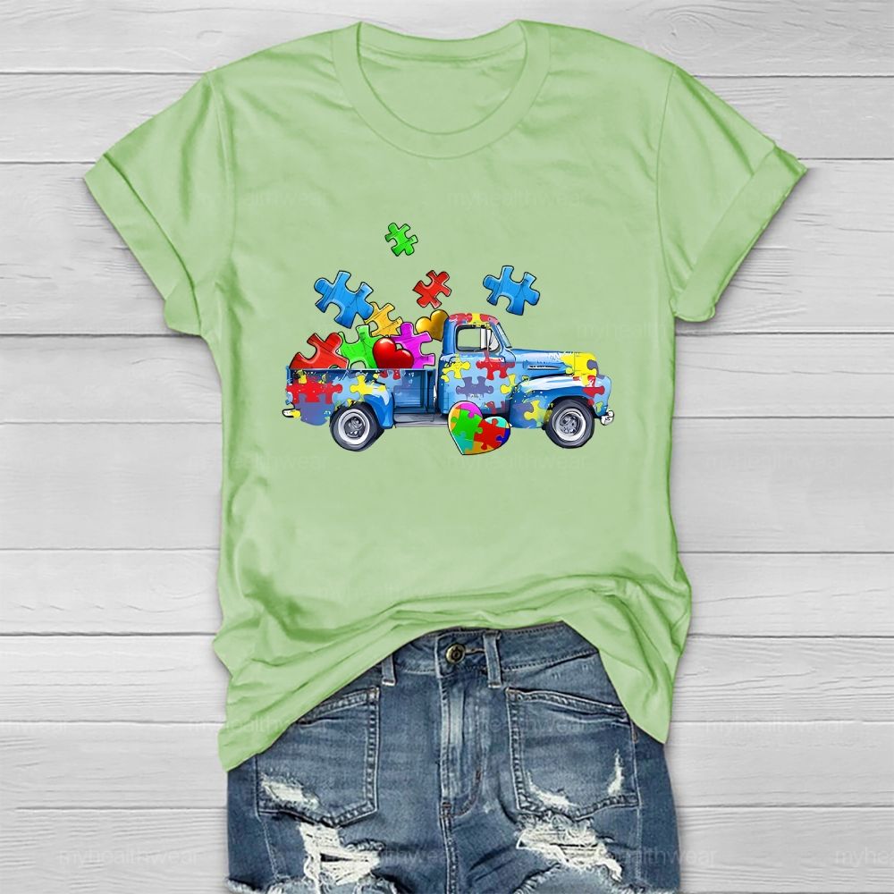 Puzzle Car Love Autism Healthwear T-shirt