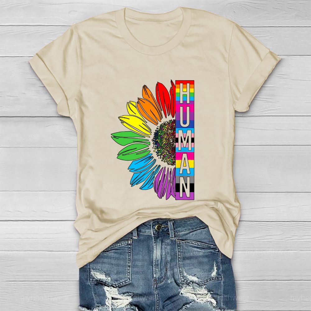 Human Rainbow Sunflower Healthwear T-shirt