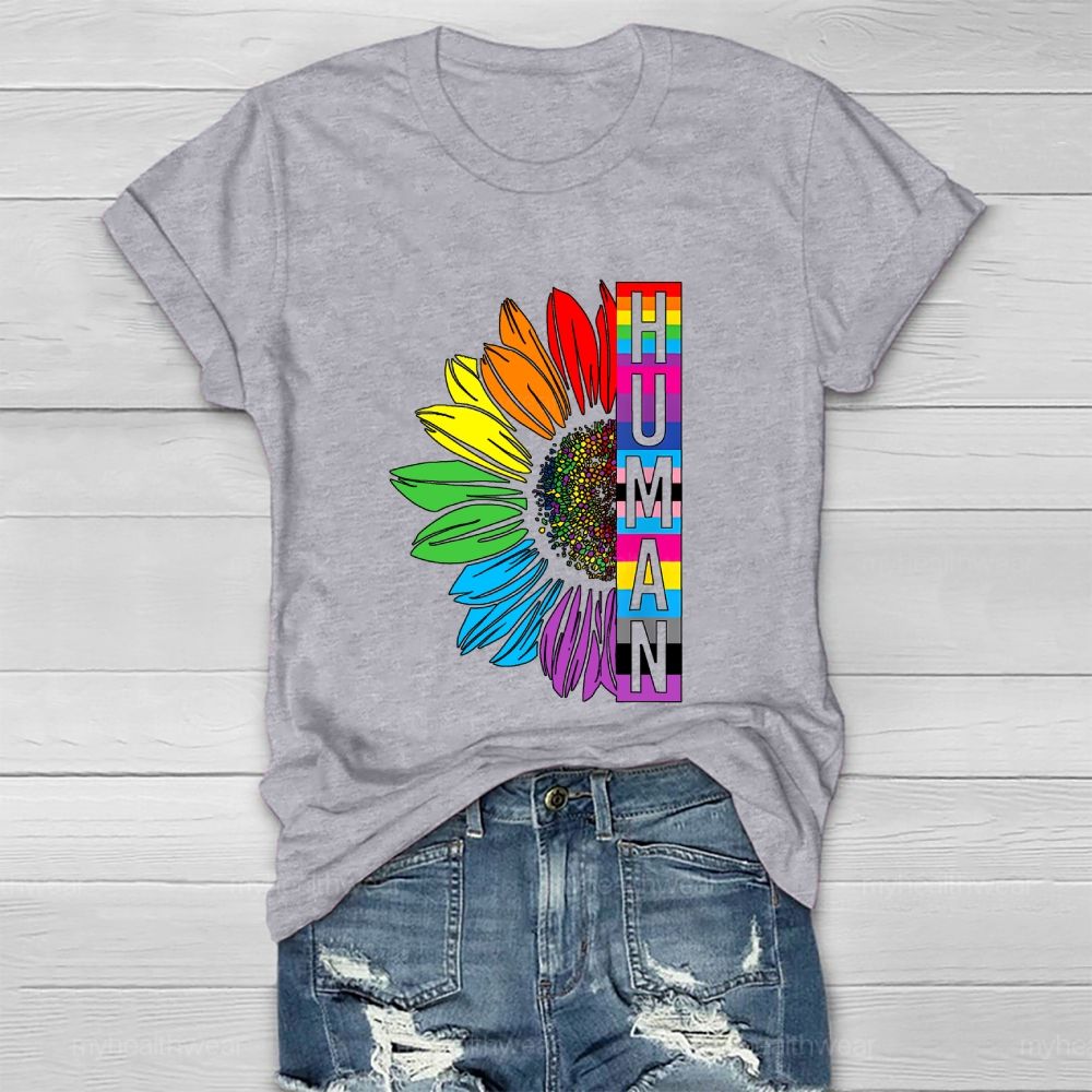 Human Rainbow Sunflower Healthwear T-shirt