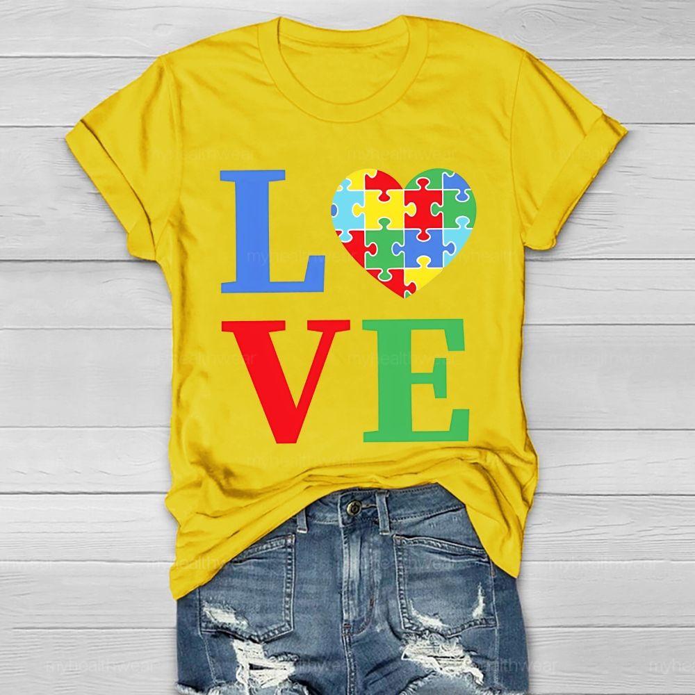 Love Colorful Letter Heart Puzzle Healthwear T-shirt