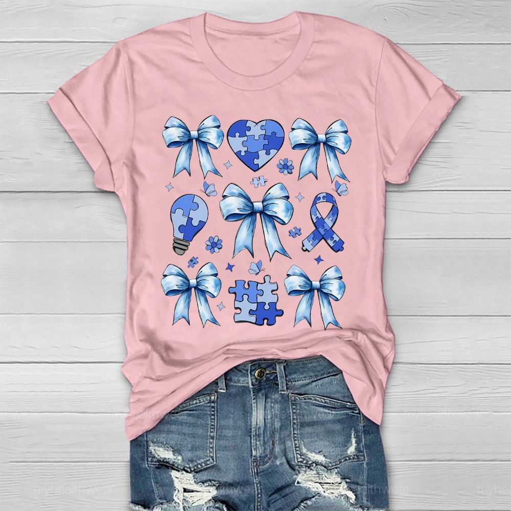 Autism Bow Heart Light Bulb Healthwear T-shirt