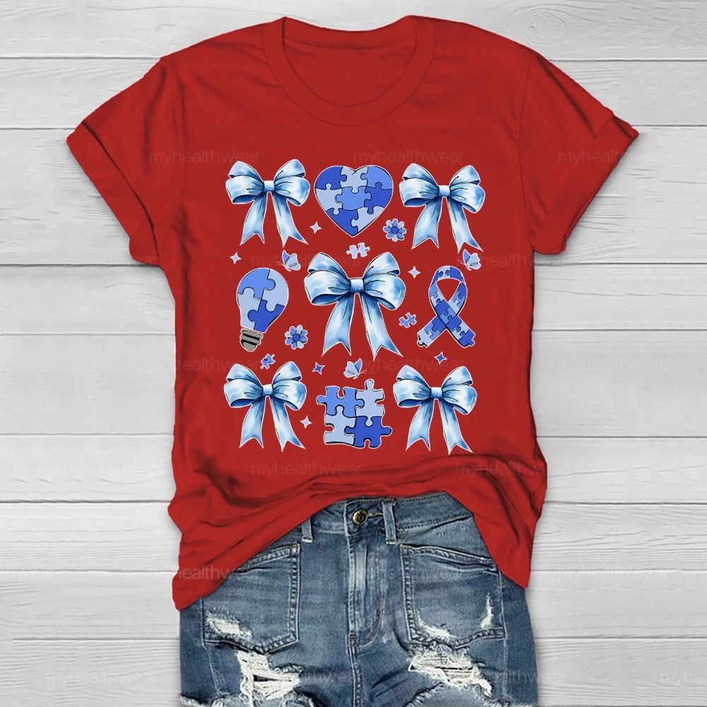 Autism Bow Heart Light Bulb Healthwear T-shirt