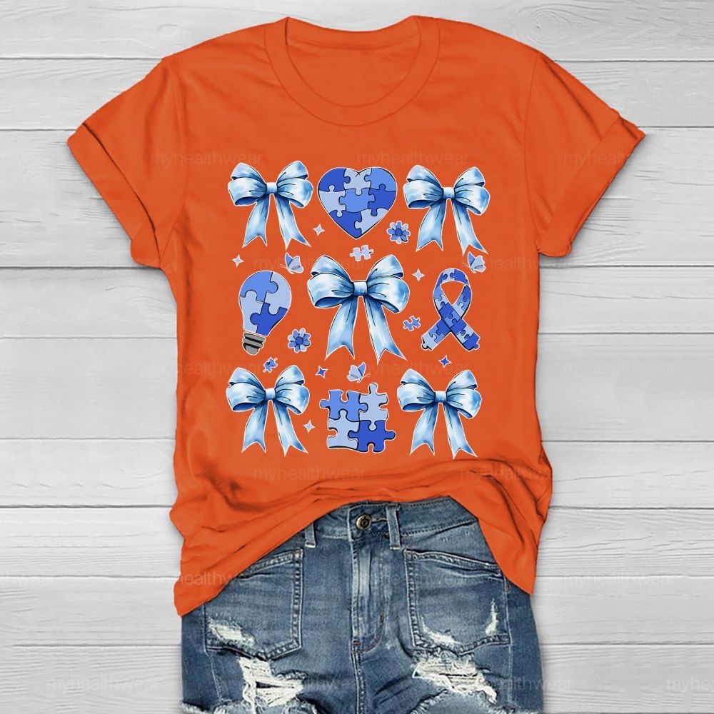 Autism Bow Heart Light Bulb Healthwear T-shirt