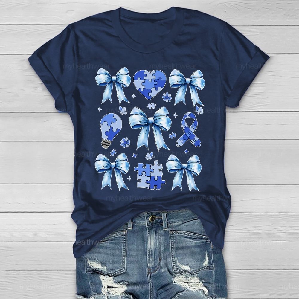 Autism Bow Heart Light Bulb Healthwear T-shirt