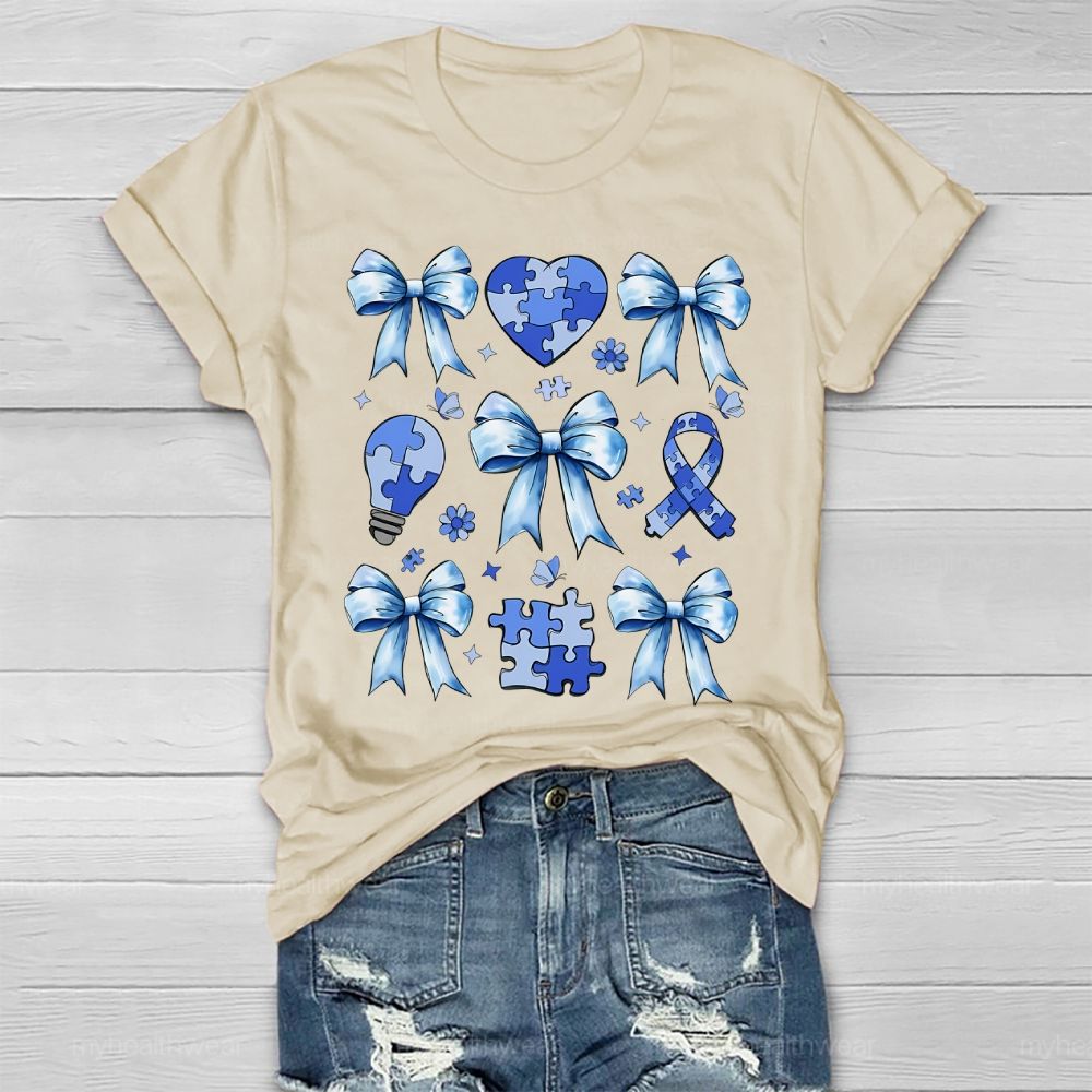 Autism Bow Heart Light Bulb Healthwear T-shirt