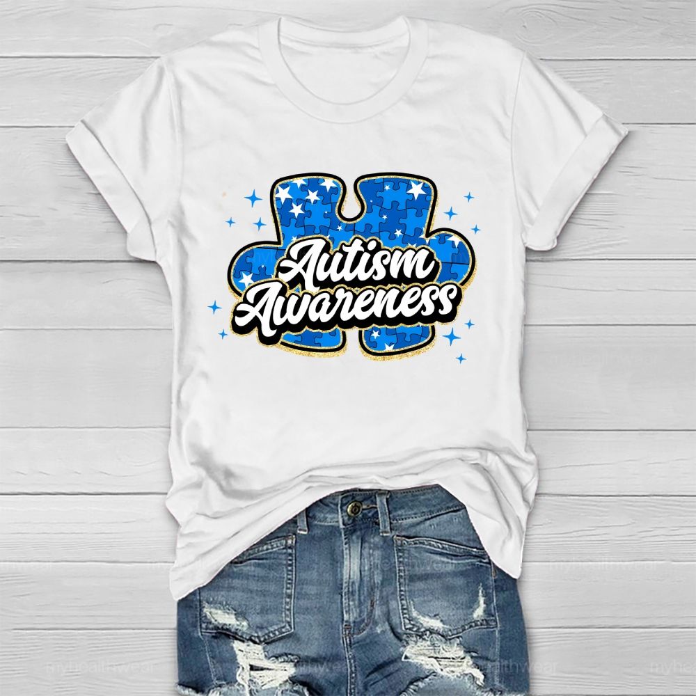 Autism Awareness Blue Puzzle Healthwear T-shirt