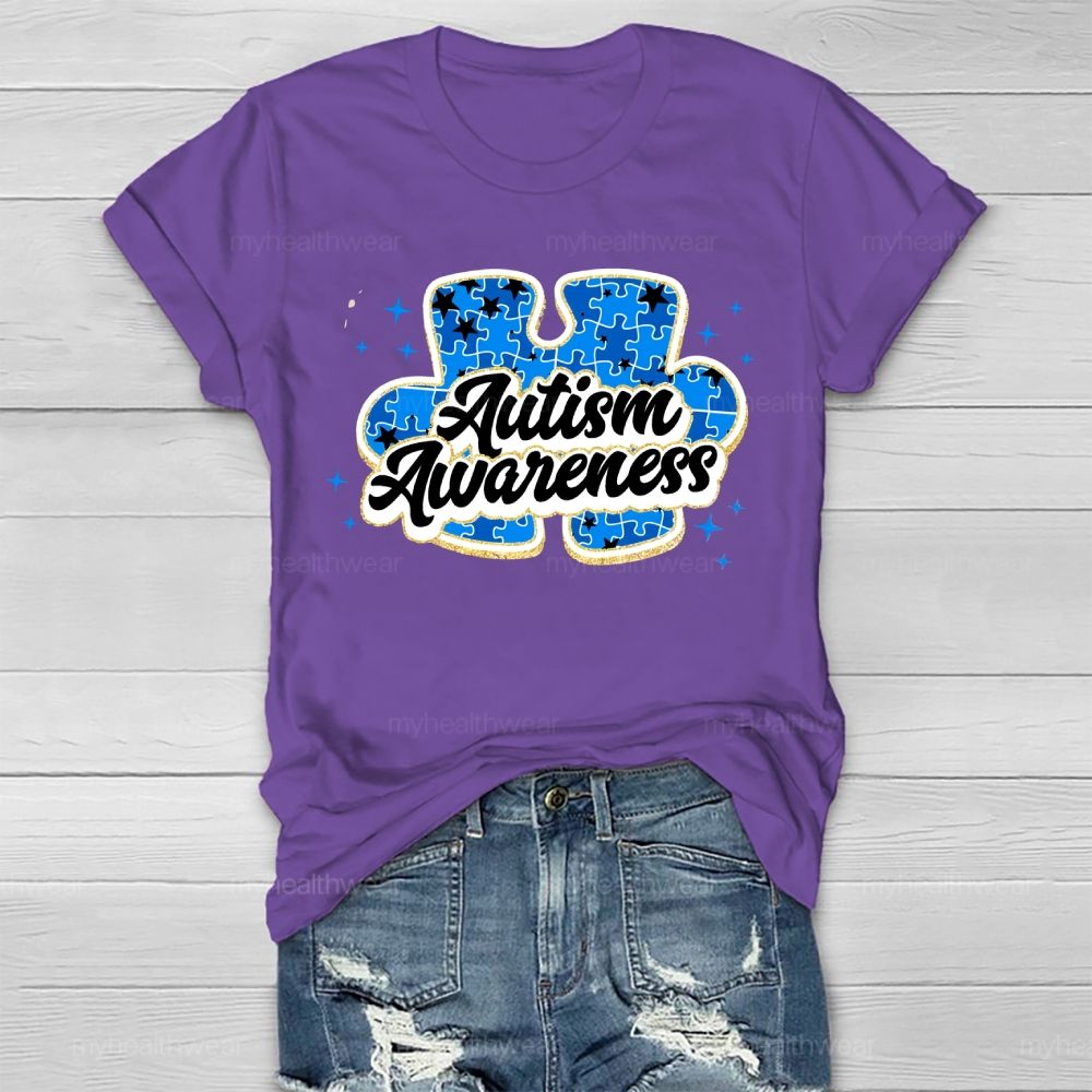 Autism Awareness Blue Puzzle Healthwear T-shirt