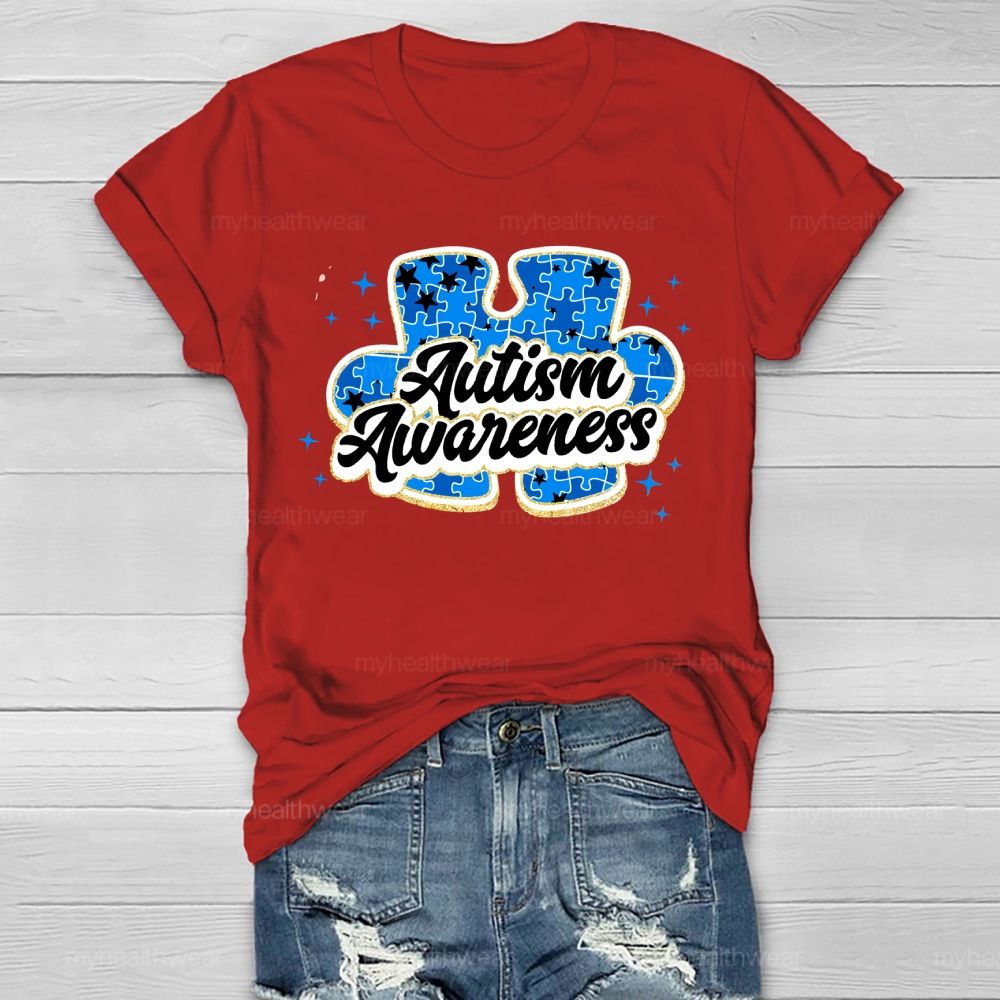 Autism Awareness Blue Puzzle Healthwear T-shirt