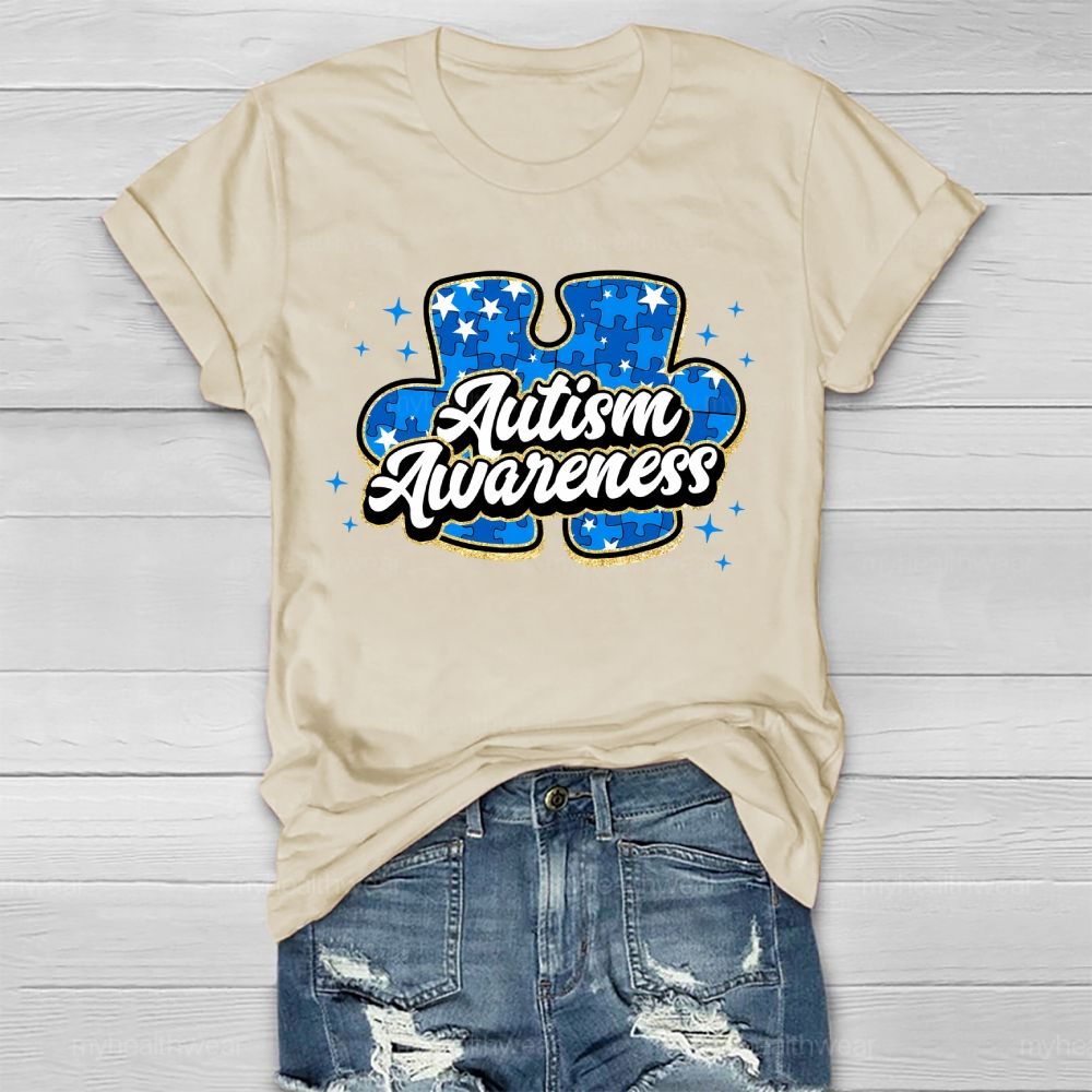 Autism Awareness Blue Puzzle Healthwear T-shirt