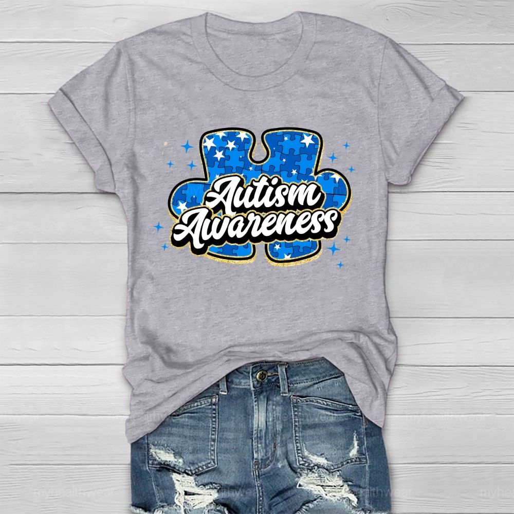 Autism Awareness Blue Puzzle Healthwear T-shirt