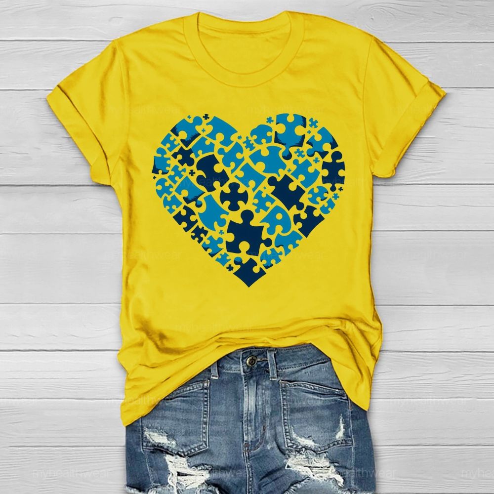 Blue Puzzle Heart Healthwear T-shirt
