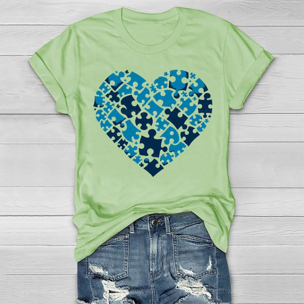 Blue Puzzle Heart Healthwear T-shirt