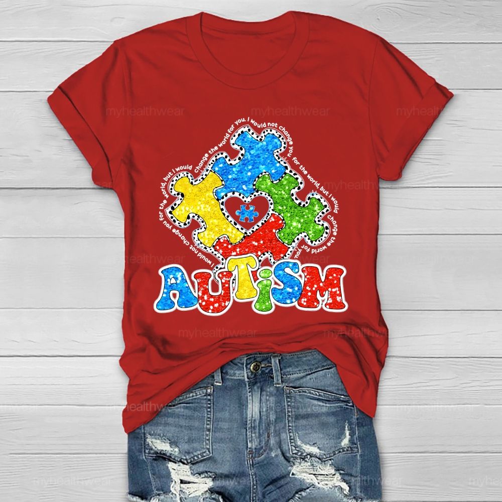 Autism Colorful Puzzle Heart Healthwear T-shirt
