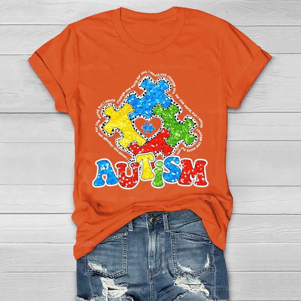 Autism Colorful Puzzle Heart Healthwear T-shirt