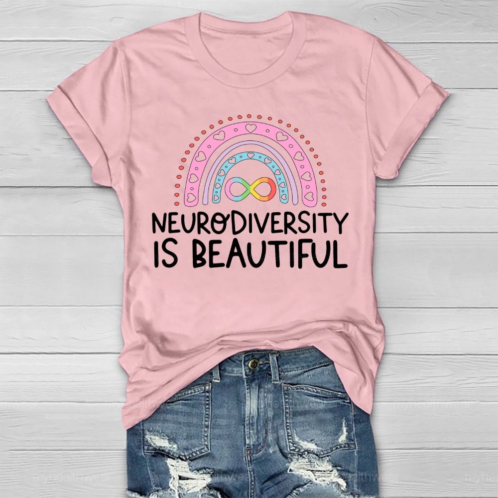 Neurodiversity Is Beautiful Rainbow Heart Healthwear T-shirt