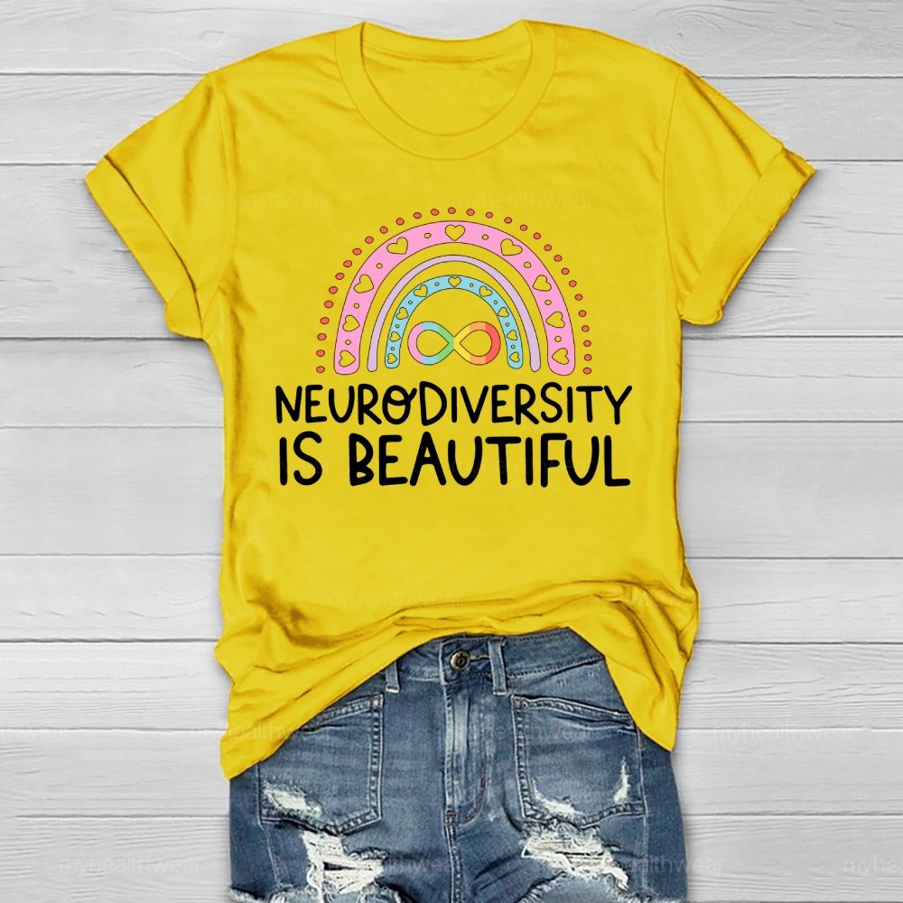 Neurodiversity Is Beautiful Rainbow Heart Healthwear T-shirt