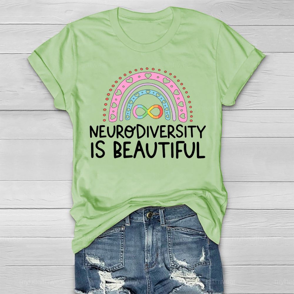 Neurodiversity Is Beautiful Rainbow Heart Healthwear T-shirt