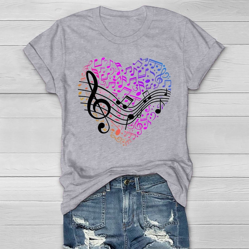 Colorful Musical Note Heart Healthwear T-shirt