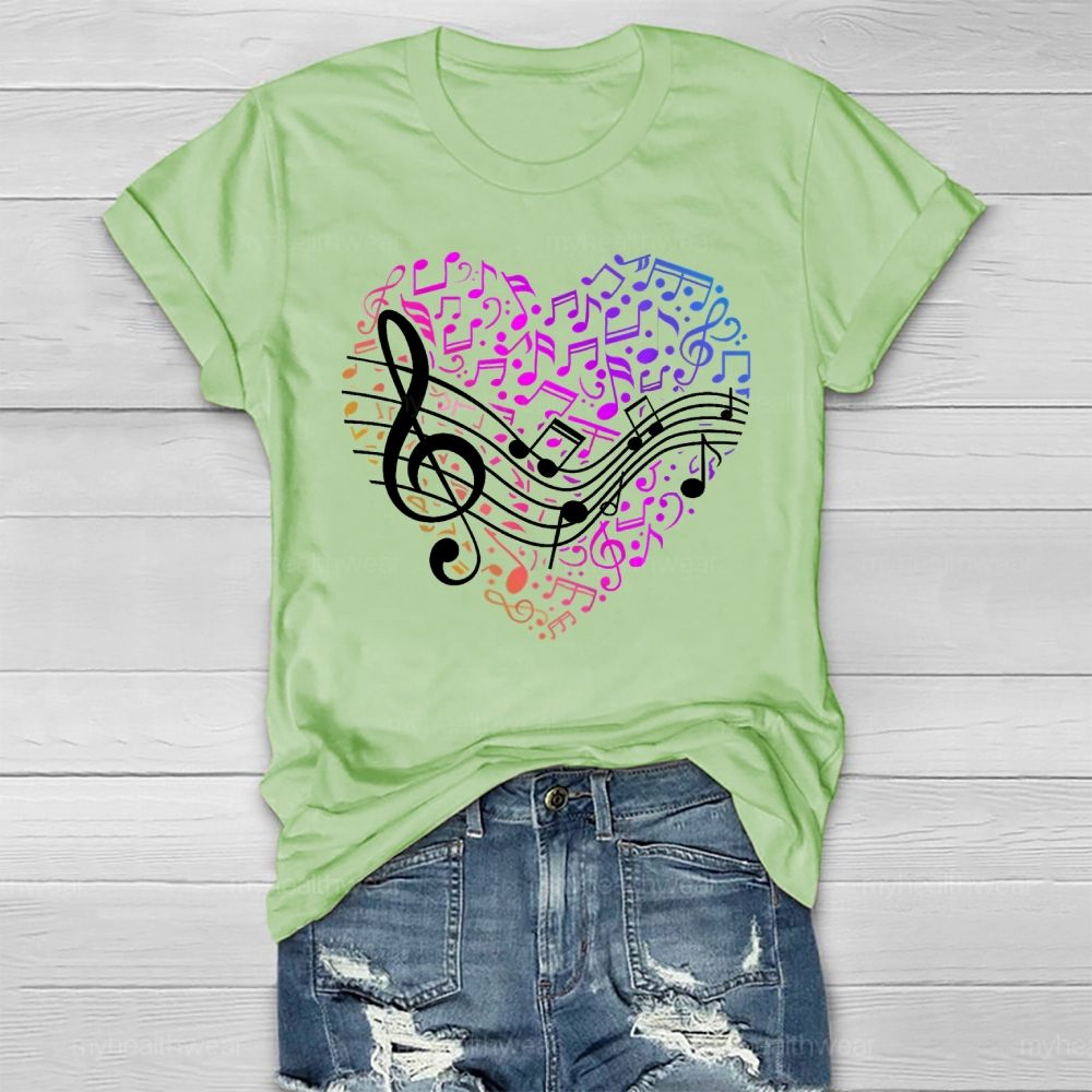 Colorful Musical Note Heart Healthwear T-shirt