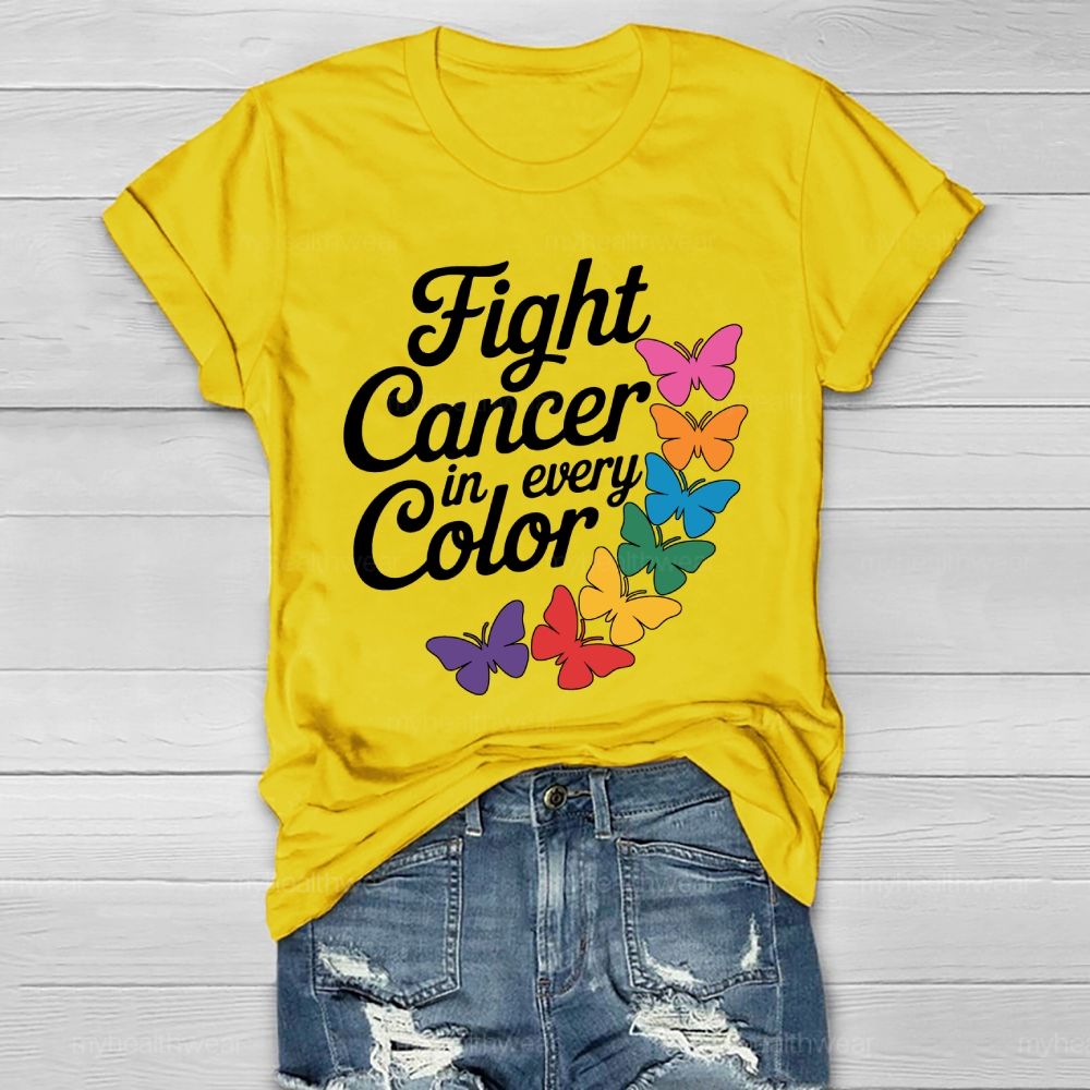 Fight Cancer In Every Color Colorful Butterfly Healthwear T-shirt