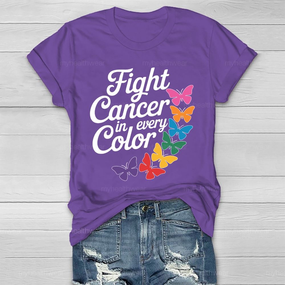 Fight Cancer In Every Color Colorful Butterfly Healthwear T-shirt