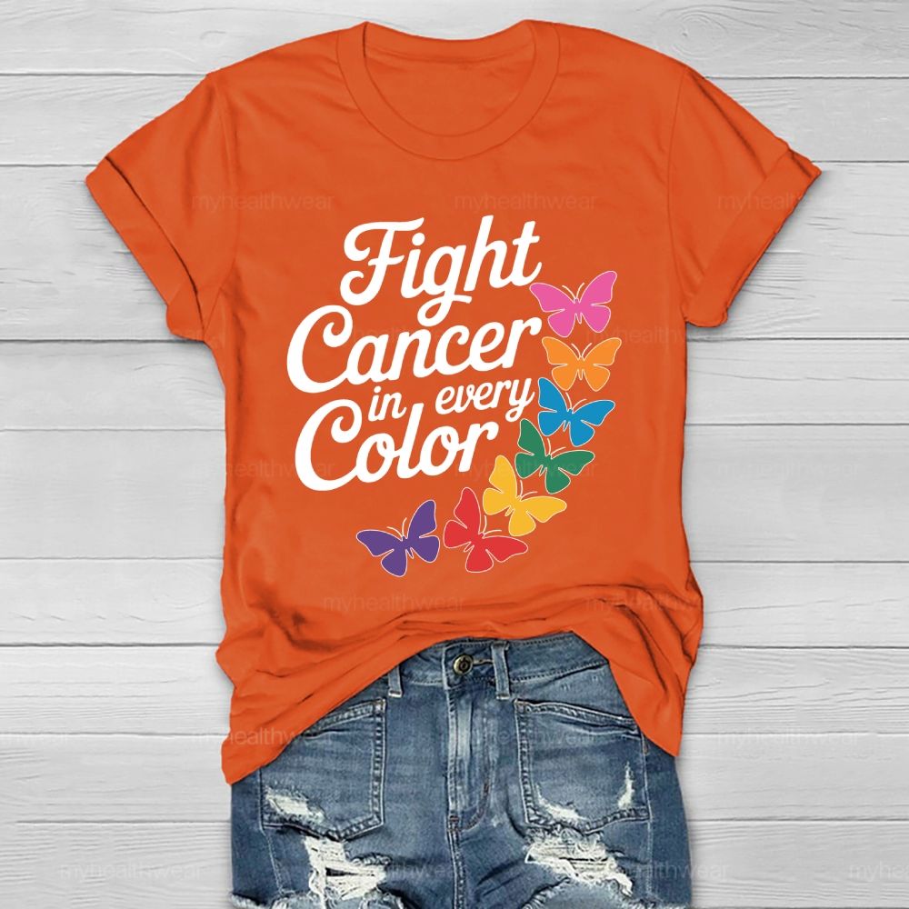 Fight Cancer In Every Color Colorful Butterfly Healthwear T-shirt