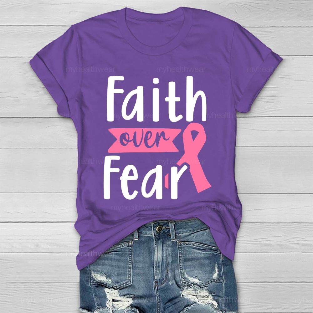 Faith Over Fear Pink Ribbon Healthwear T-shirt