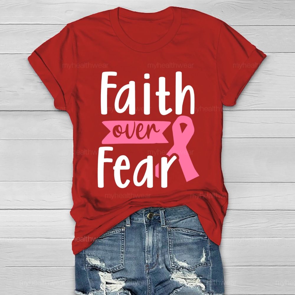 Faith Over Fear Pink Ribbon Healthwear T-shirt