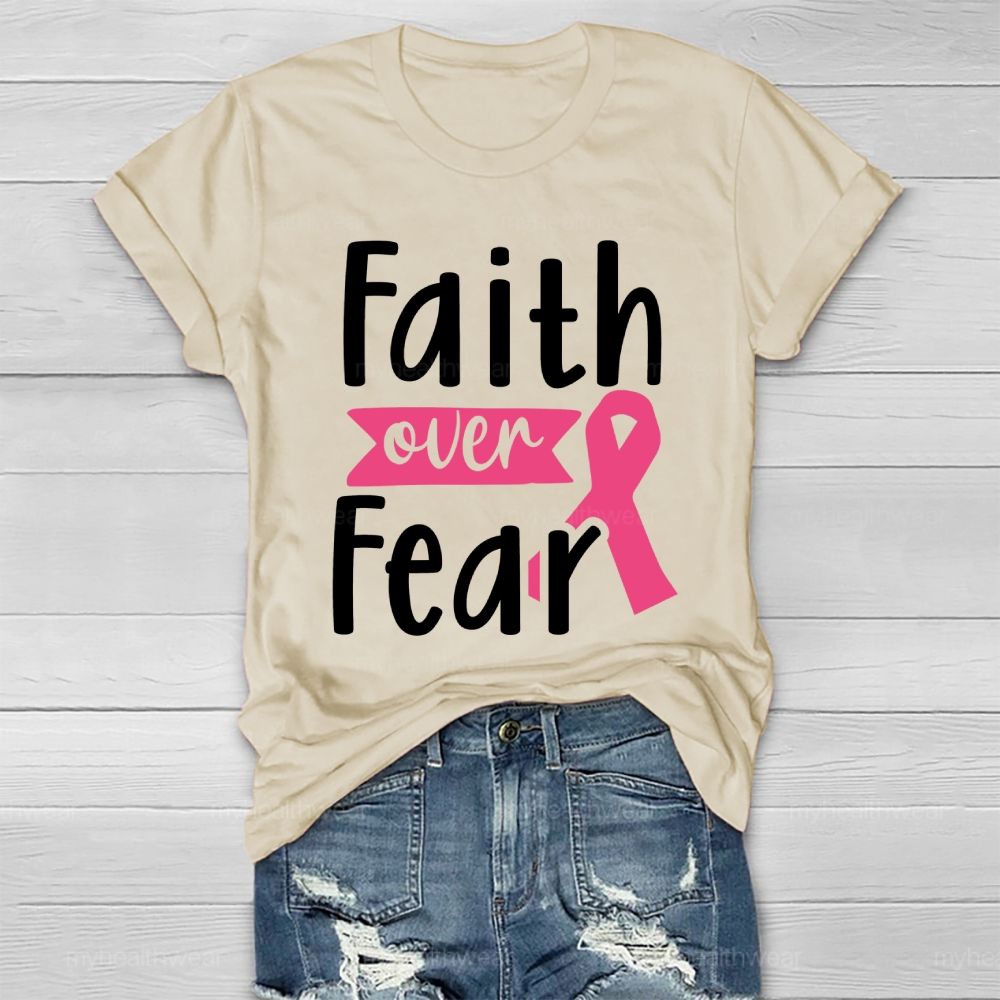 Faith Over Fear Pink Ribbon Healthwear T-shirt