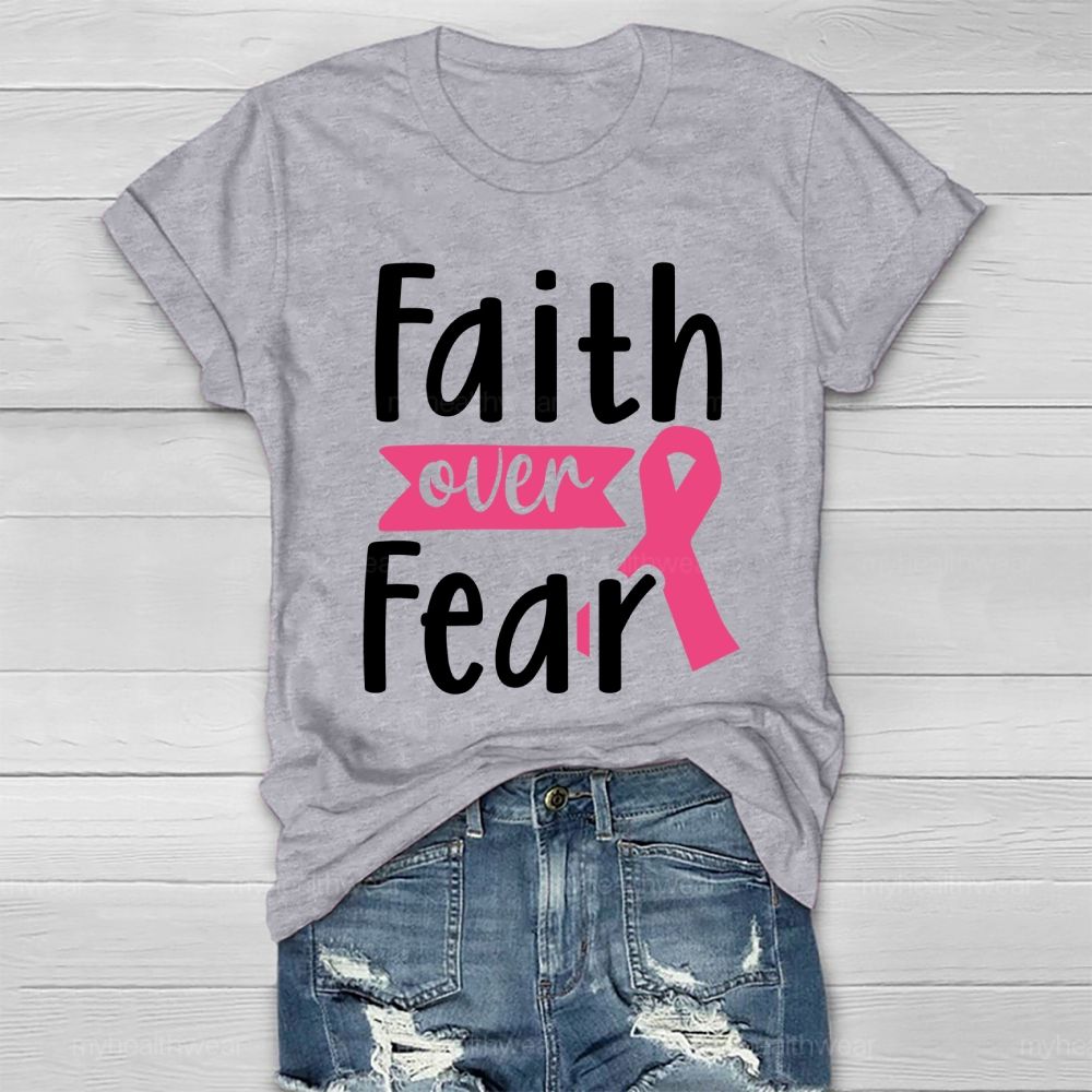 Faith Over Fear Pink Ribbon Healthwear T-shirt