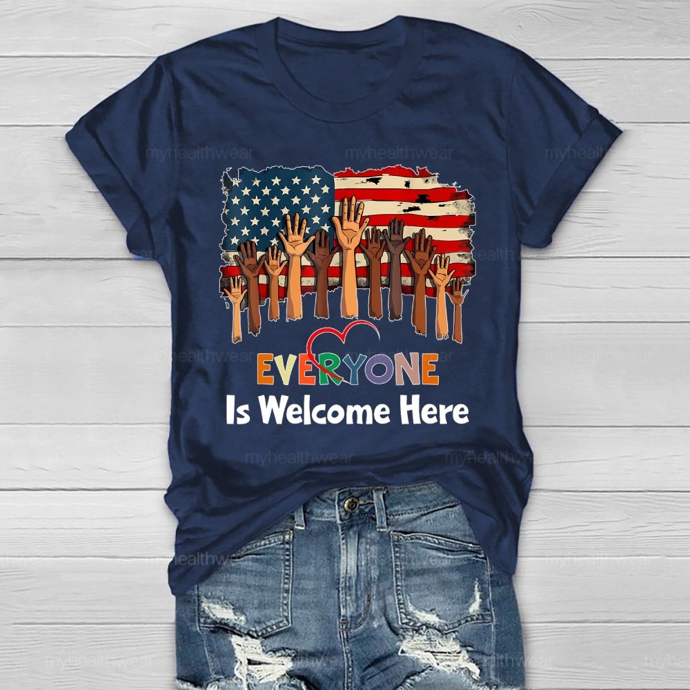 Everyone Is Welcome Here Flag Healthwear T-shirt