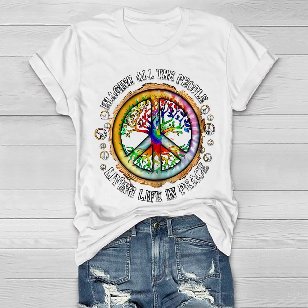 Imagine All The People Living Life In Peace Healthwear T-shirt