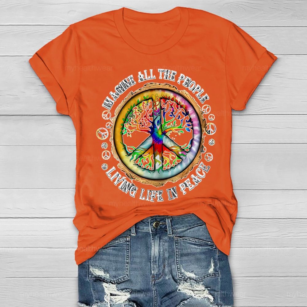Imagine All The People Living Life In Peace Healthwear T-shirt