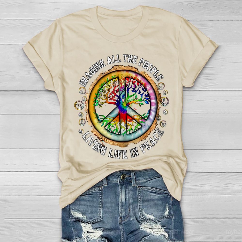 Imagine All The People Living Life In Peace Healthwear T-shirt
