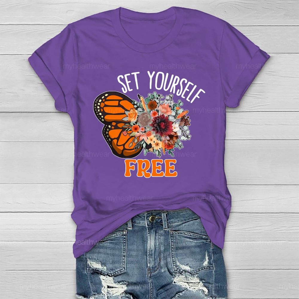 Set Yourself Free Butterfly Graphic Healthwear T-shirt