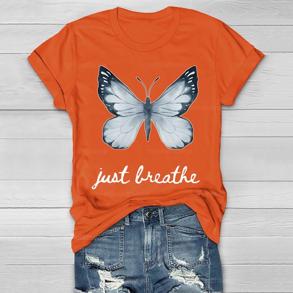 Just Breathe Ink Wash Butterfly Healthwear T-shirt