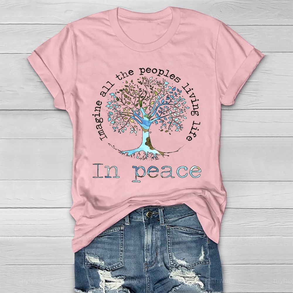 Imagine All The People Living Life In Peace Graphic Healthwear T-shirt