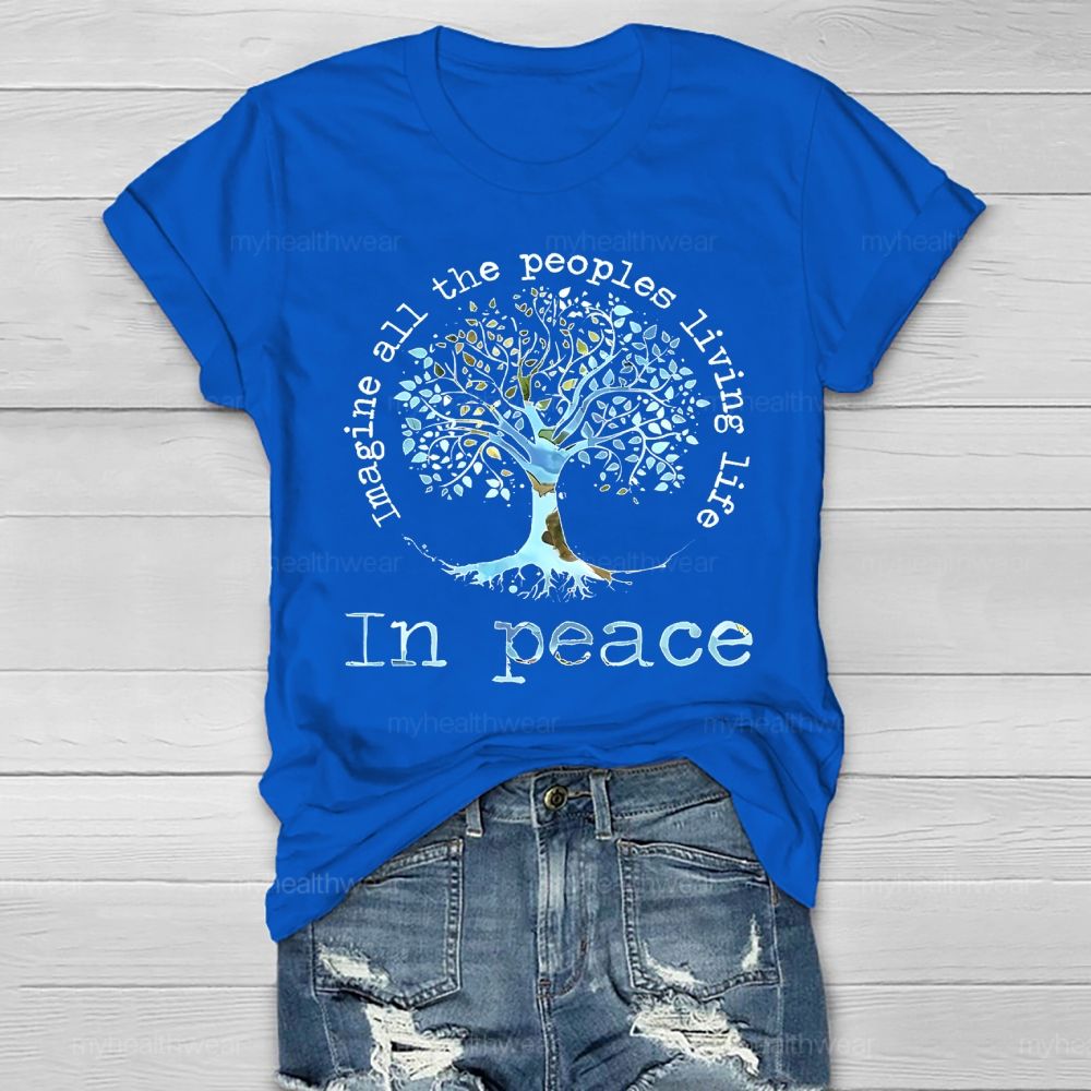 Imagine All The People Living Life In Peace Graphic Healthwear T-shirt