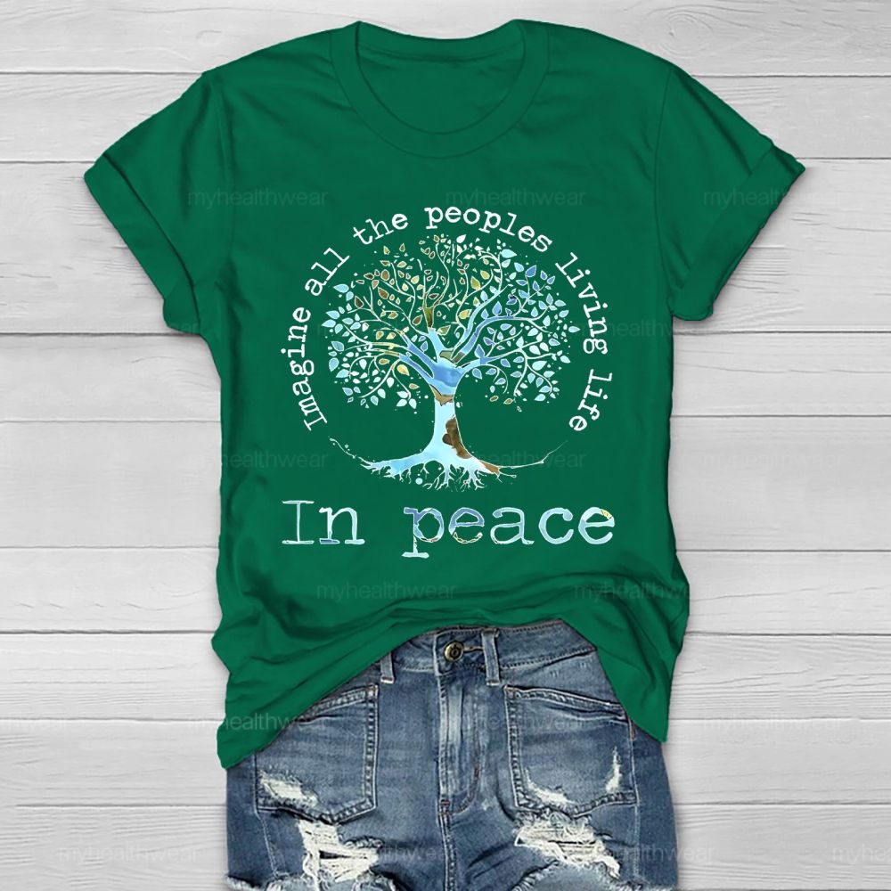 Imagine All The People Living Life In Peace Graphic Healthwear T-shirt