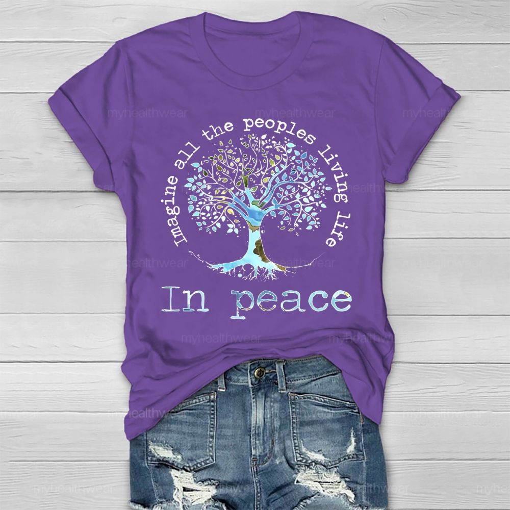 Imagine All The People Living Life In Peace Graphic Healthwear T-shirt