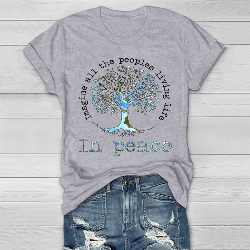 Imagine All The People Living Life In Peace Graphic Healthwear T-shirt