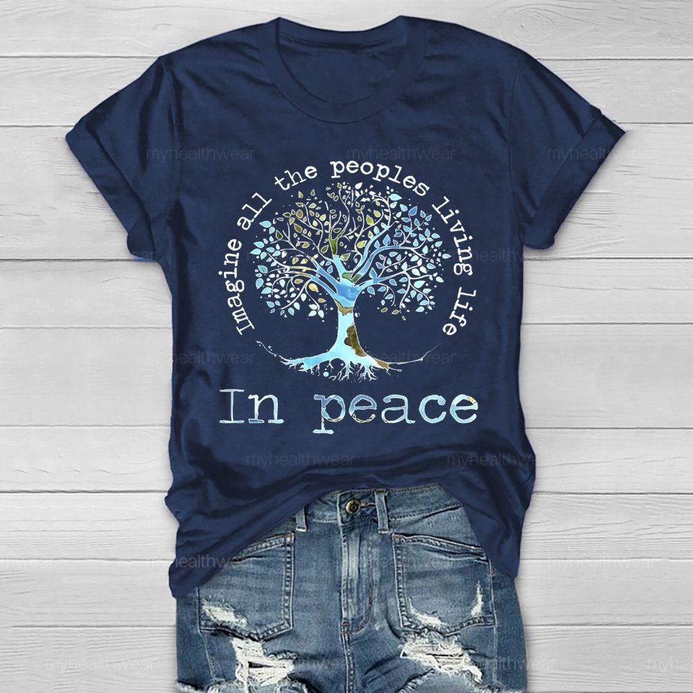 Imagine All The People Living Life In Peace Graphic Healthwear T-shirt