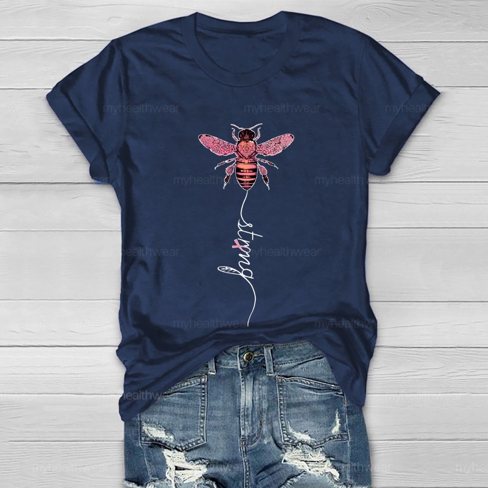 Bee Strong Pink Ribbon Healthwear T-shirt