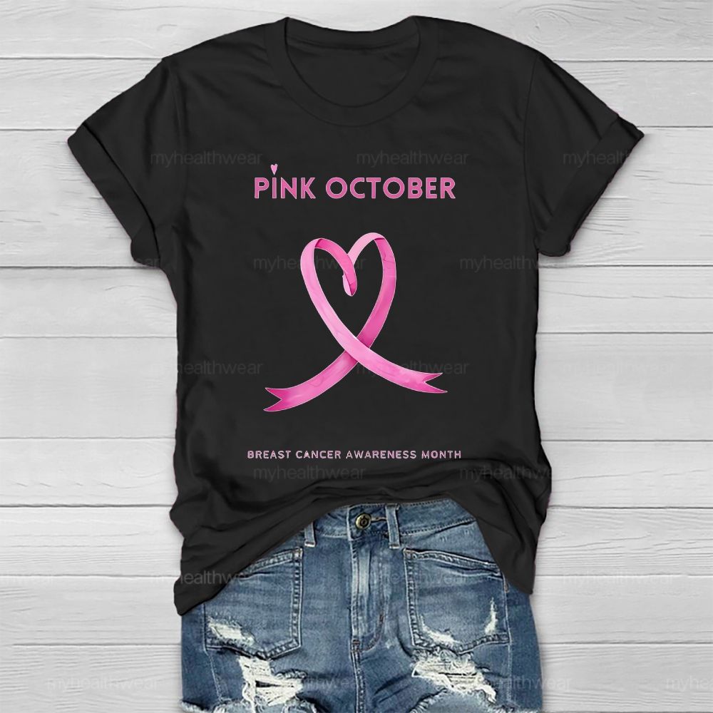 Pink October Breast Cancer Awareness Month Healthwear T-shirt