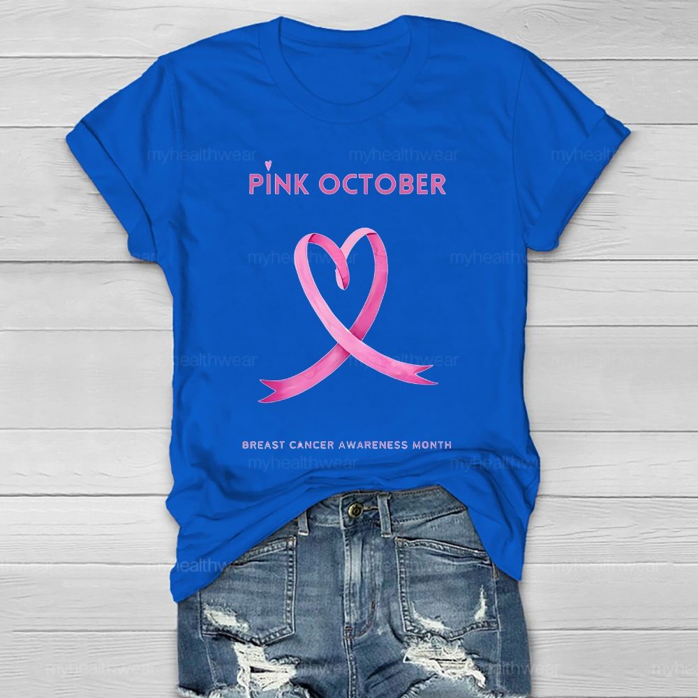 Pink October Breast Cancer Awareness Month Healthwear T-shirt