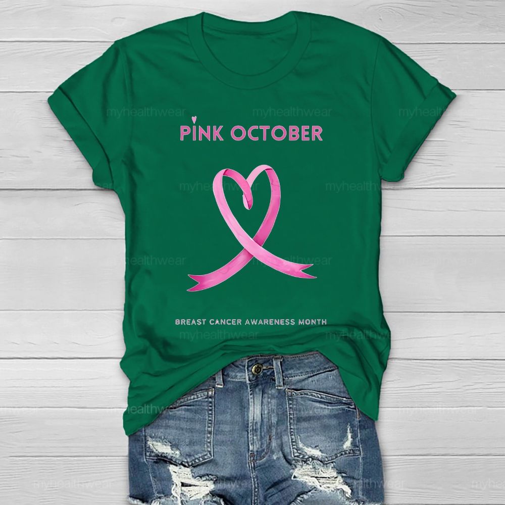 Pink October Breast Cancer Awareness Month Healthwear T-shirt