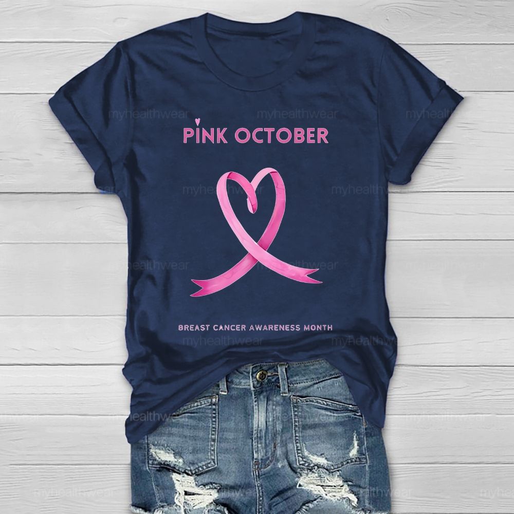Pink October Breast Cancer Awareness Month Healthwear T-shirt