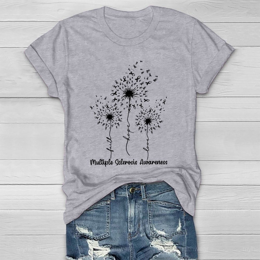 Multiple Sclerosis Awareness Dandelion Ribbon Healthwear T-shirt