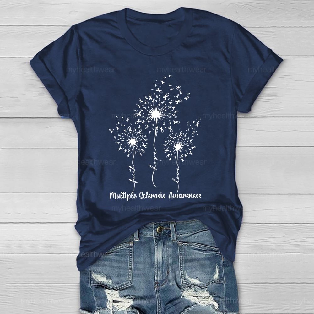 Multiple Sclerosis Awareness Dandelion Ribbon Healthwear T-shirt